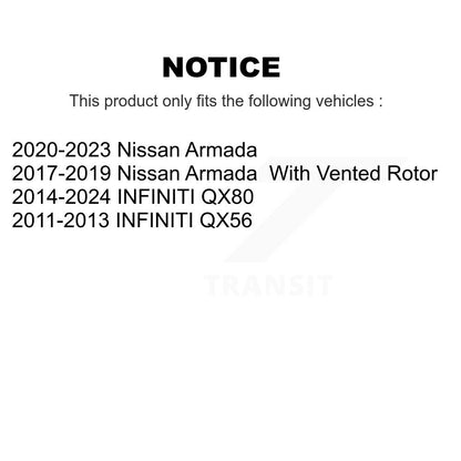 Disc Brake Rotor Ceramic Pad Front Rear Kit For INFINITI QX80 Nissan Armada QX56