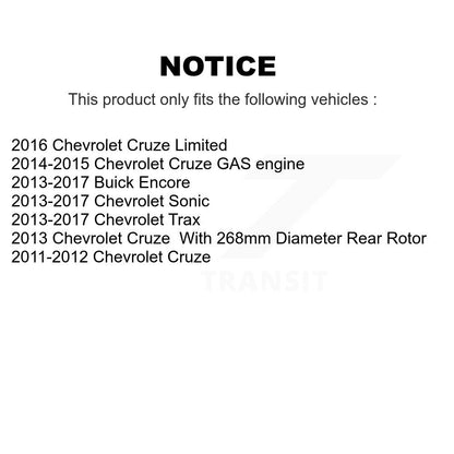 Brake Rotor And Ceramic Pad Rear Kit For Chevrolet Cruze Trax Buick Encore Sonic