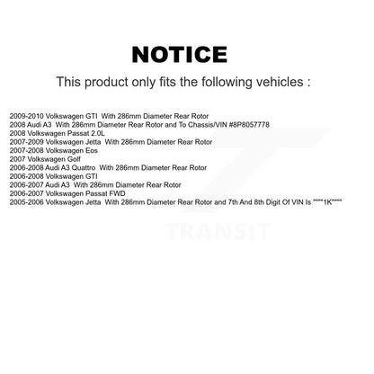 Brake Rotor And Ceramic Pad Rear Kit For Volkswagen Jetta GTI Passat Eos Audi A3