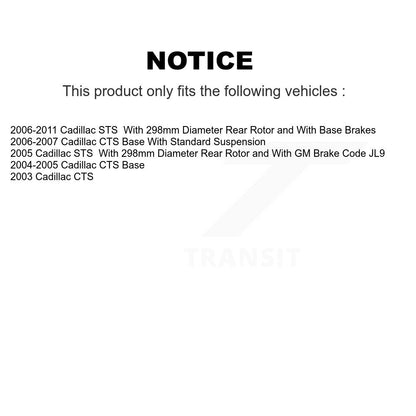 Disc Brake Rotors And Ceramic Pads Rear Kit For Cadillac CTS STS