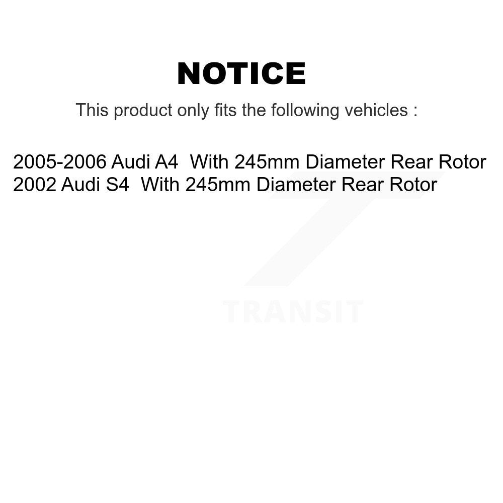 Brake Rotor & Ceramic Pad Rear Kit For Audi A4 S4 With 245mm Diameter