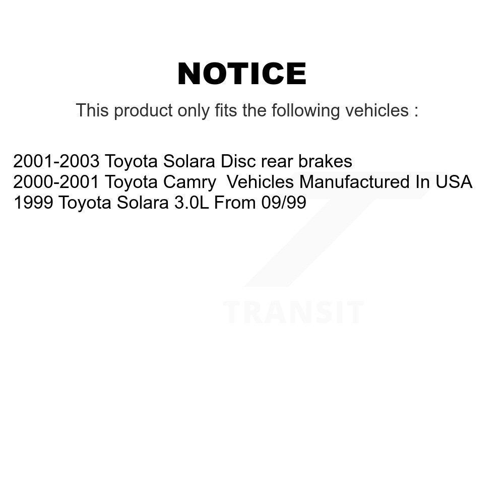 Disc Brake Rotors And Ceramic Pads Rear Kit For Toyota Camry Solara