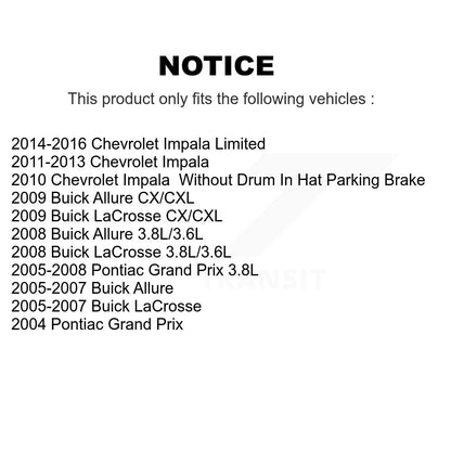 Brake Rotor And Ceramic Pad Rear Kit For Chevrolet Impala Buick LaCrosse Pontiac