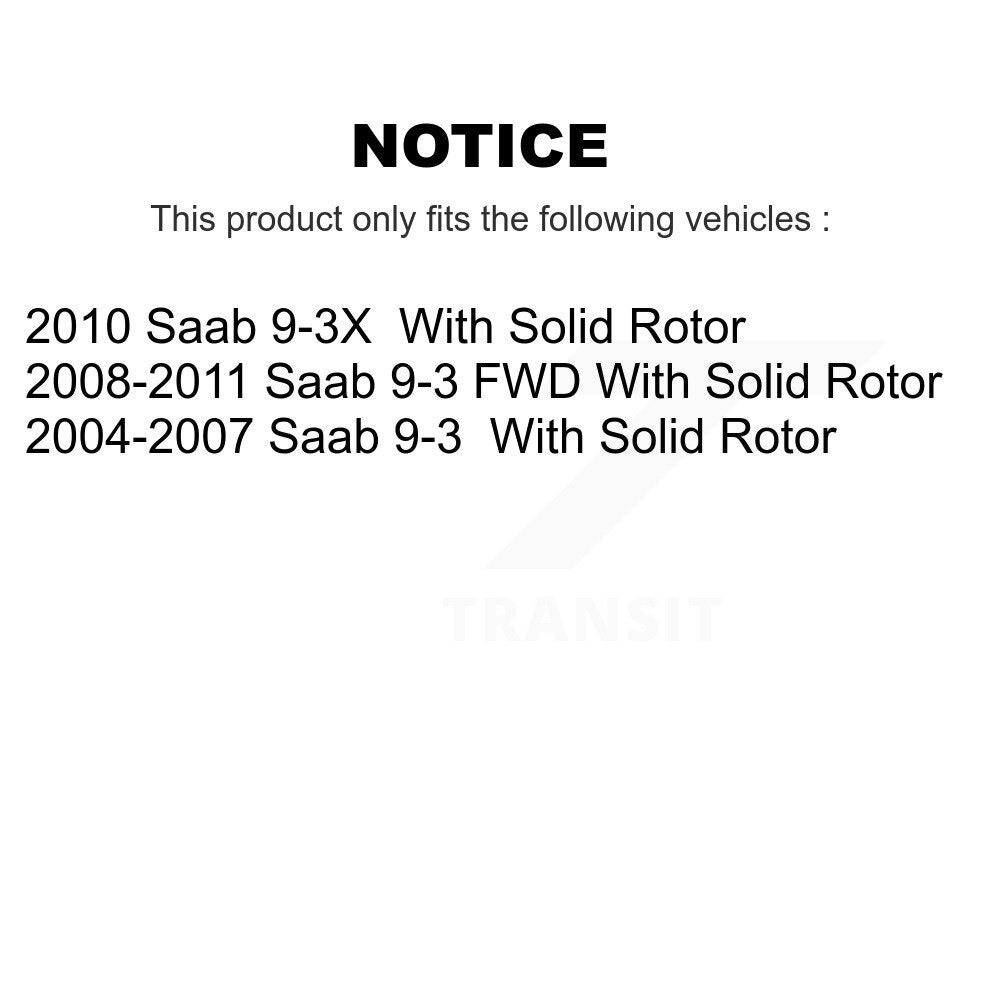 Disc Brake Rotors And Ceramic Pads Rear Kit For Saab 9-3 9-3X With Solid Rotor
