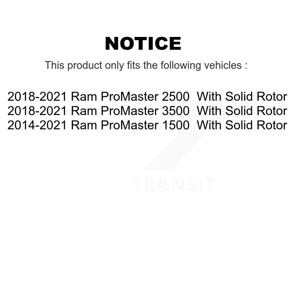 Disc Brake Rotor Ceramic Pad Rear Kit For 2014-2021 Ram ProMaster 2500 3500 1500