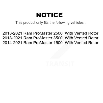 Disc Brake Rotor Ceramic Pad Rear Kit For 2014-2021 Ram ProMaster 2500 3500 1500