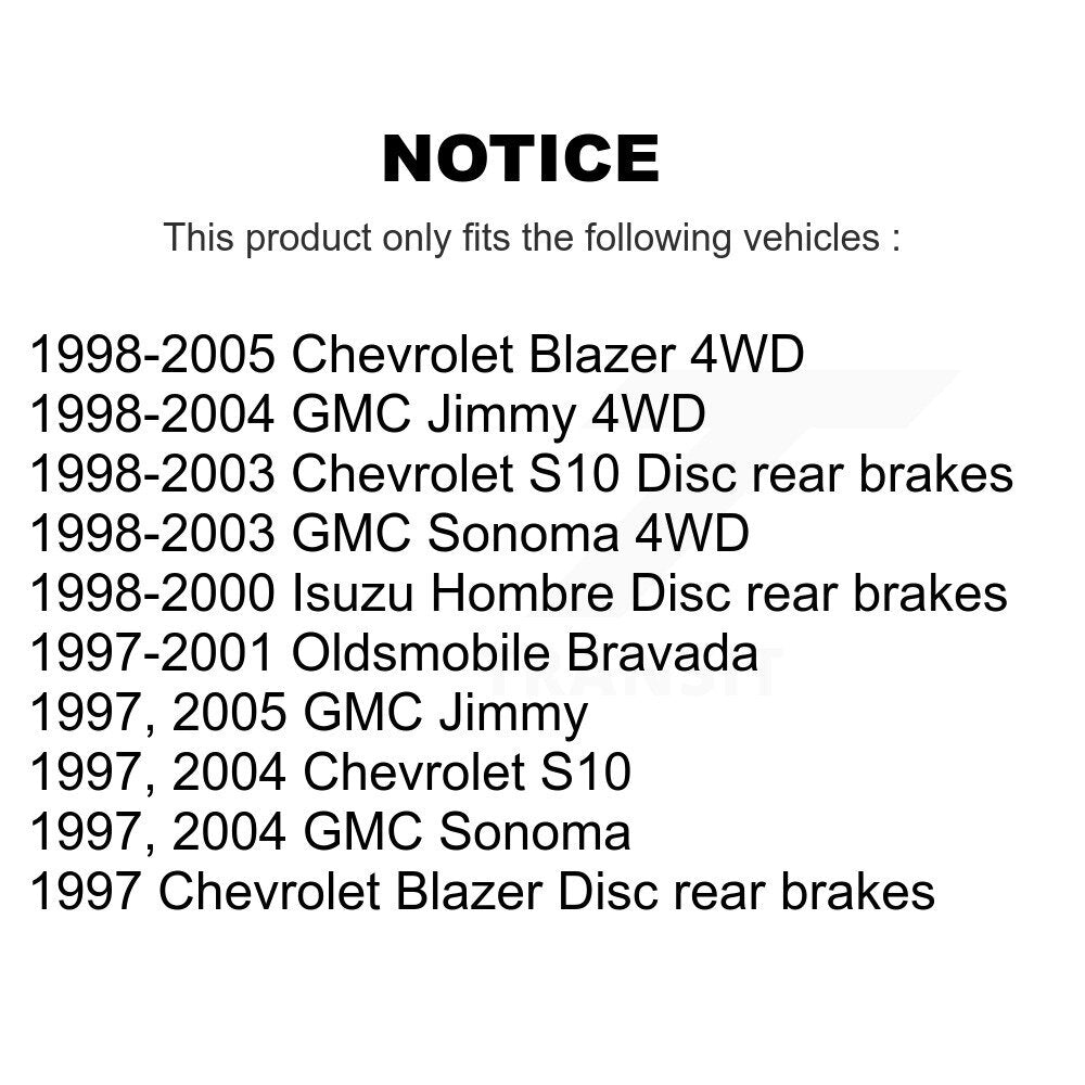 Brake Rotor Ceramic Pad Rear Kit For Chevrolet GMC Blazer S10 Jimmy Sonoma Isuzu