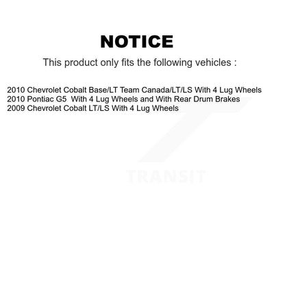 Disc Brake Rotor Ceramic Pad Drum Front Rear Kit For Chevrolet Cobalt Pontiac G5