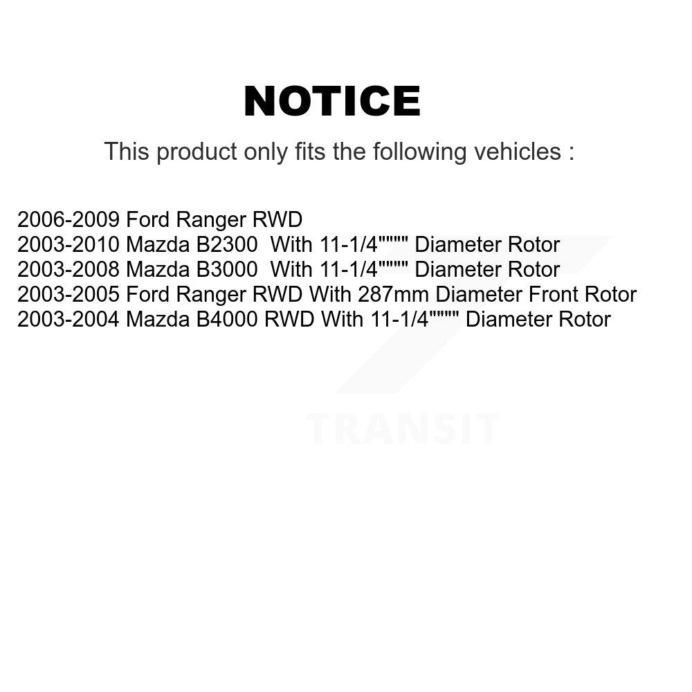 Disc Brake Rotor & Ceramic Pad Front Kit For Ford Ranger Mazda B3000 B2300 B4000