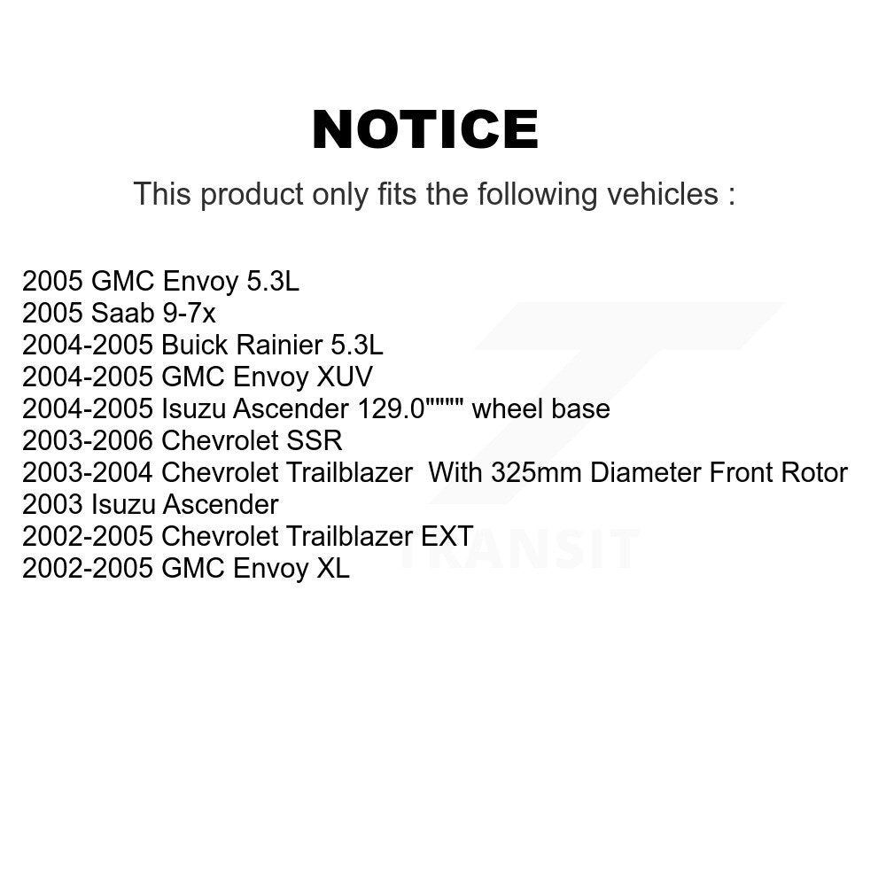 Brake Rotor & Semi-Metallic Pad Front Kit For Chevrolet GMC Trailblazer Envoy XL
