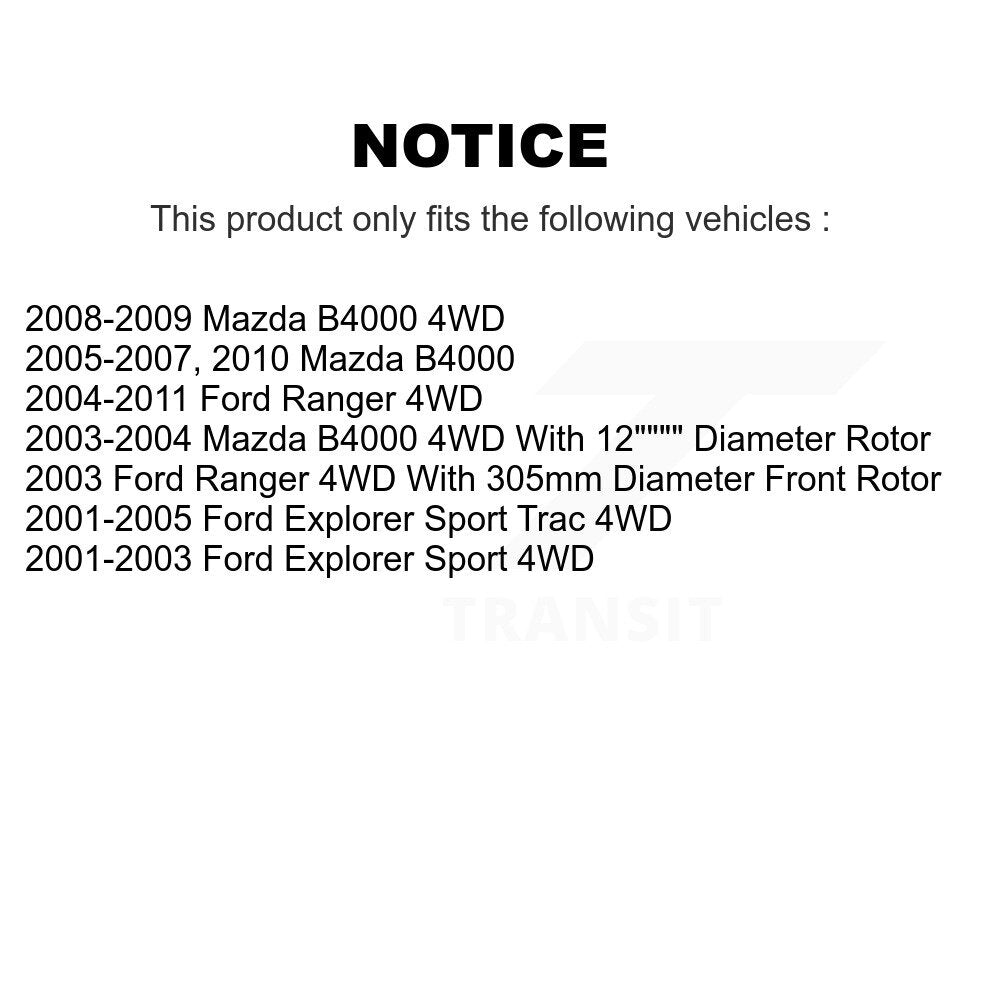 Brake Rotor And Semi-Metallic Pad Front Kit For Ford Ranger Mazda B4000 Explorer