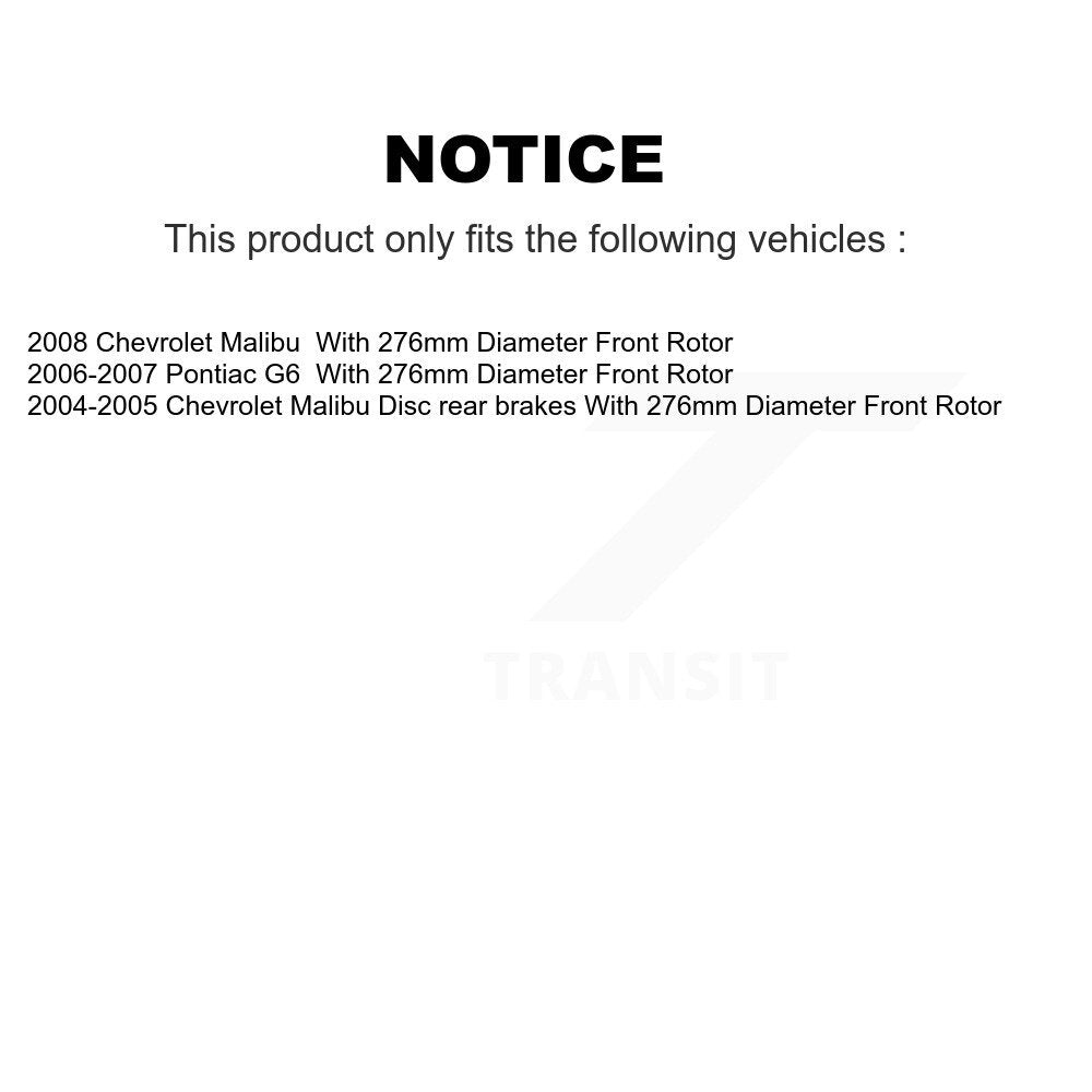 Brake Rotor And Semi-Metallic Pad Front Rear Kit For Chevrolet Malibu Pontiac G6