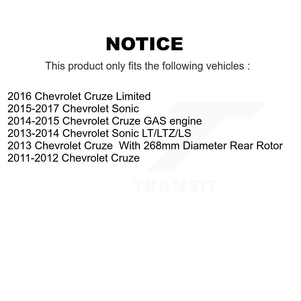Brake Rotor & Semi-Metallic Pad Front Rear Kit For Chevrolet Cruze Sonic Limited