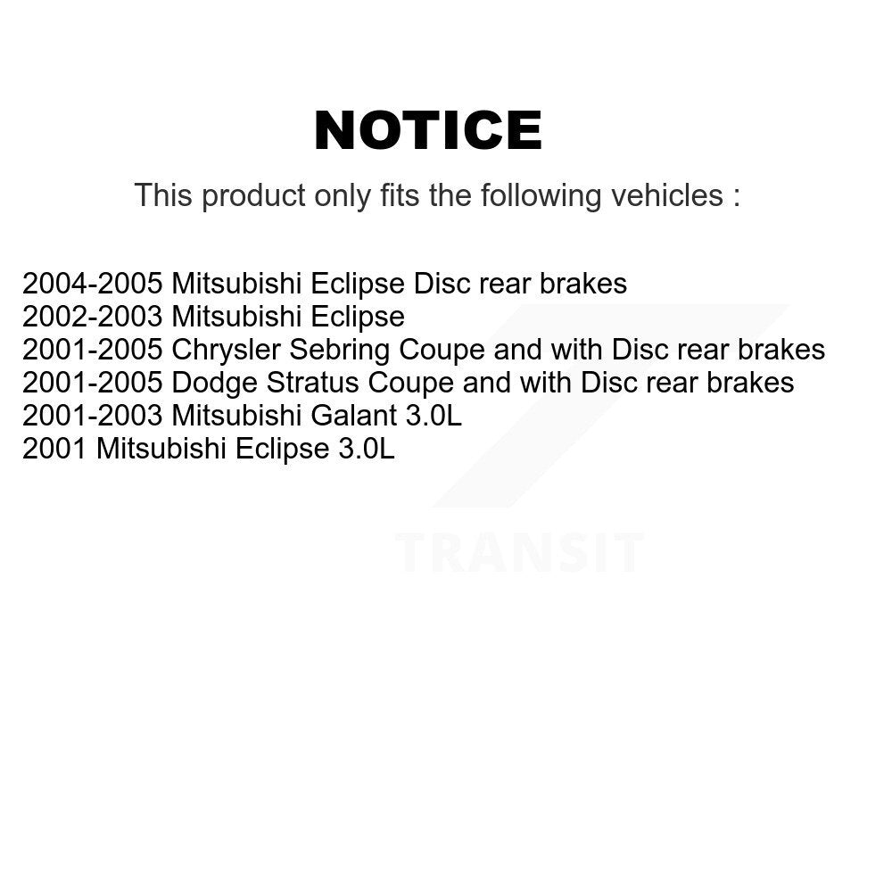 Brake Rotor And Semi-Metallic Pad Front Rear Kit For Chrysler Sebring Mitsubishi