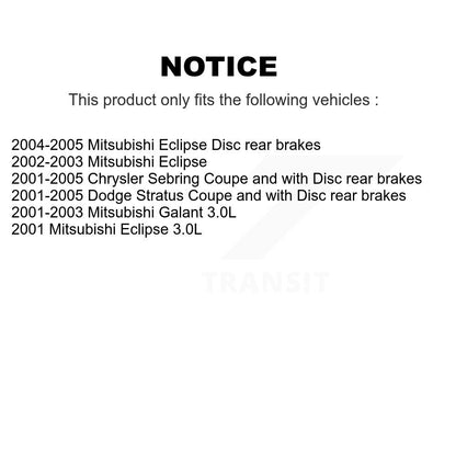 Brake Rotor And Semi-Metallic Pad Front Rear Kit For Chrysler Sebring Mitsubishi