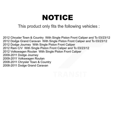 Brake Rotor & Semi-Metallic Pad Front Rear Kit For Dodge Grand Caravan Journey