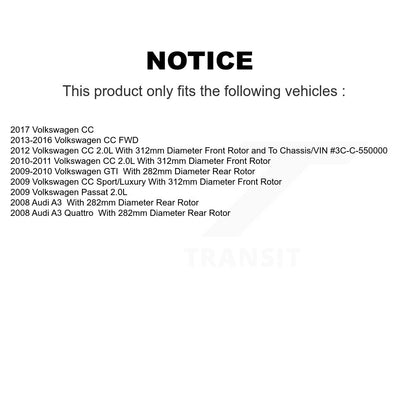 Brake Rotor & Semi-Metallic Pad Front Rear Kit For Volkswagen CC GTI Passat Audi