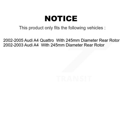 Disc Brake Rotors And Semi-Metallic Pads Rear Kit For Audi A4 Quattro