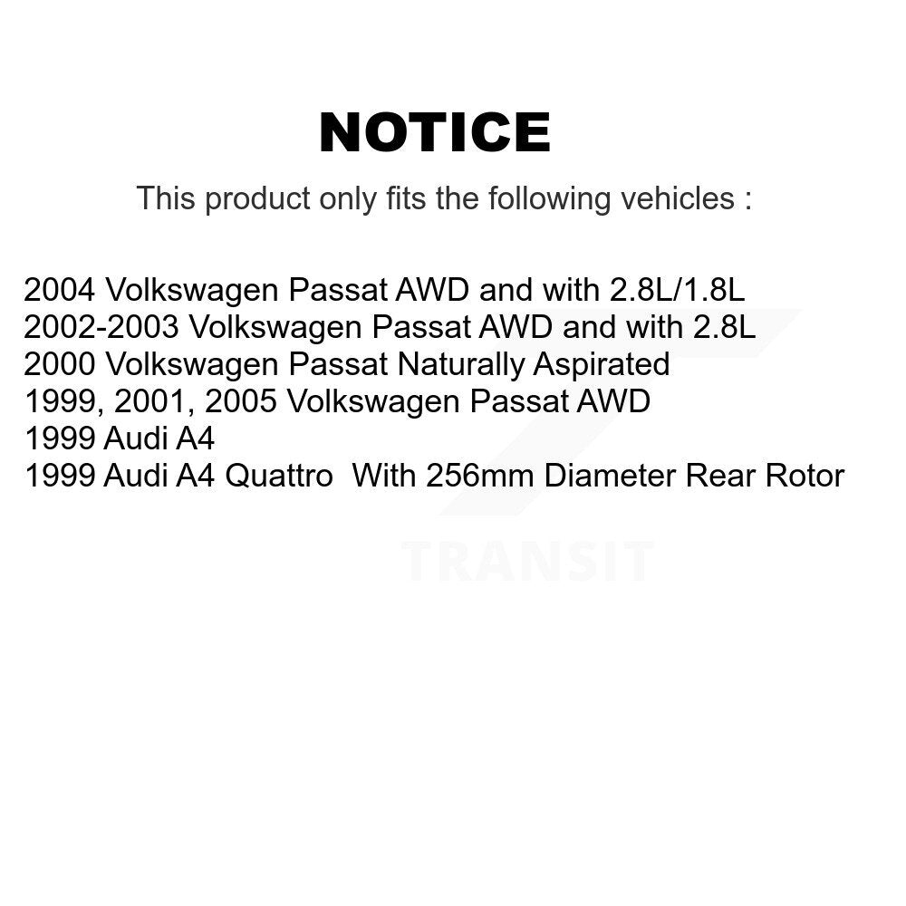 Brake Rotor And Semi-Metallic Pad Rear Kit For Volkswagen Passat Audi A4 Quattro