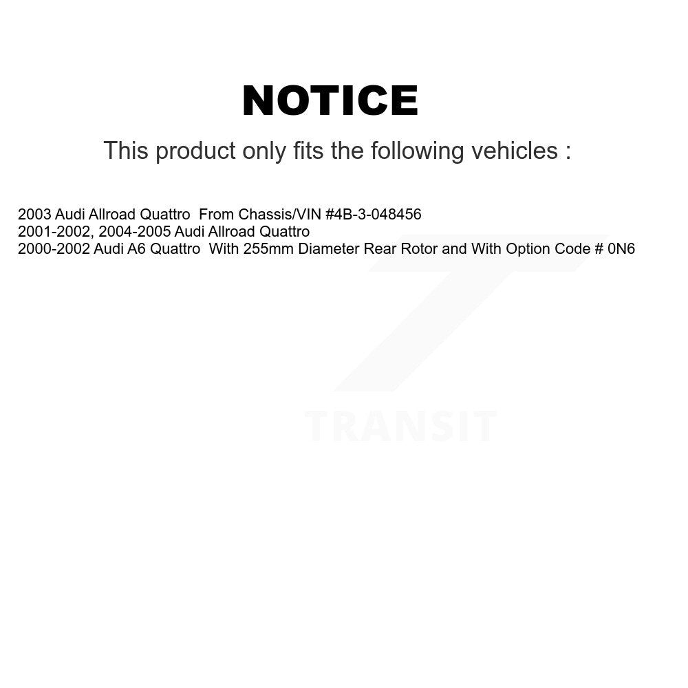 Disc Brake Rotors And Semi-Metallic Pads Rear Kit For Audi Allroad Quattro A6