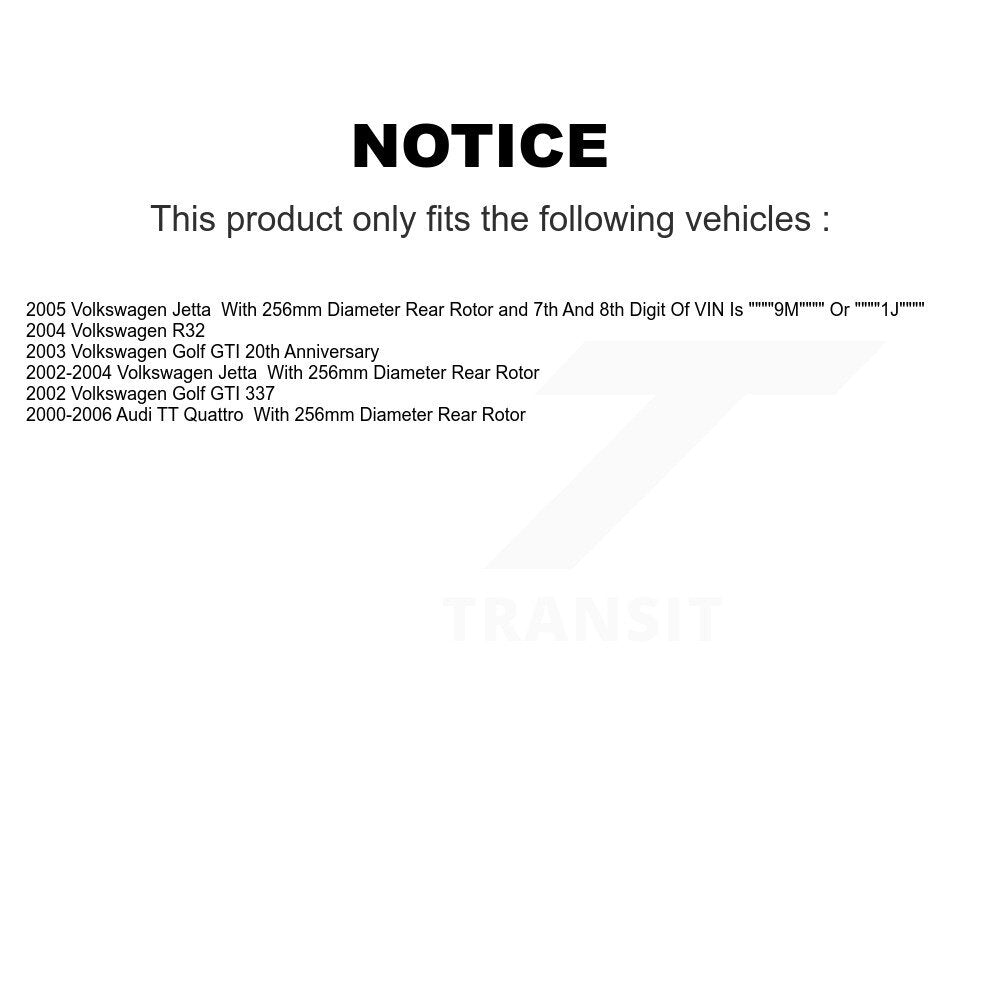 Brake Rotor Semi-Metallic Pad Rear Kit For Volkswagen Jetta Golf Audi TT Quattro