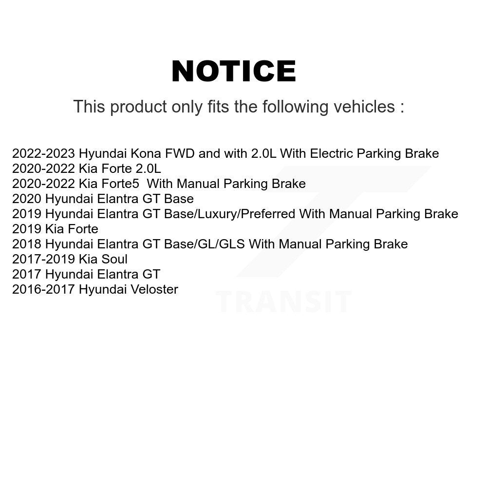 Brake Rotor & Semi-Metallic Pad Rear Kit For Kia Hyundai Kona Forte Soul Elantra