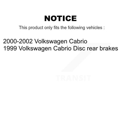 Disc Brake Rotor Hub Assembly & Semi-Metallic Pad Rear Kit For Volkswagen Cabrio