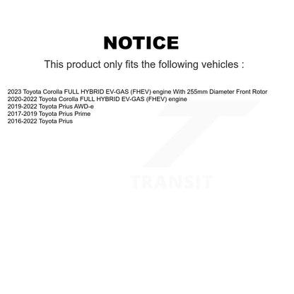 Brake Rotor And Semi-Metallic Pad Front Kit For Toyota Corolla Prius Prime AWD-e
