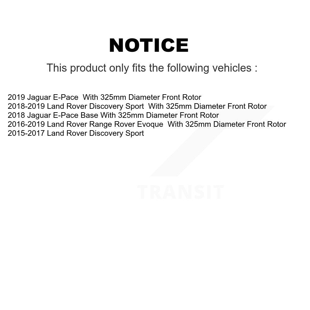 Brake Rotor And Semi-Metallic Pad Front Kit For Land Rover Discovery Sport Range