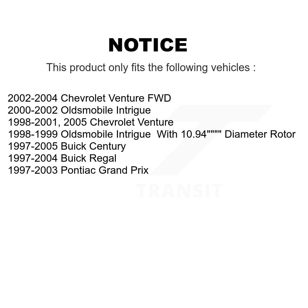 Brake Rotor Semi-Metallic Pad Front Rear Kit For Buick Century Chevrolet Venture