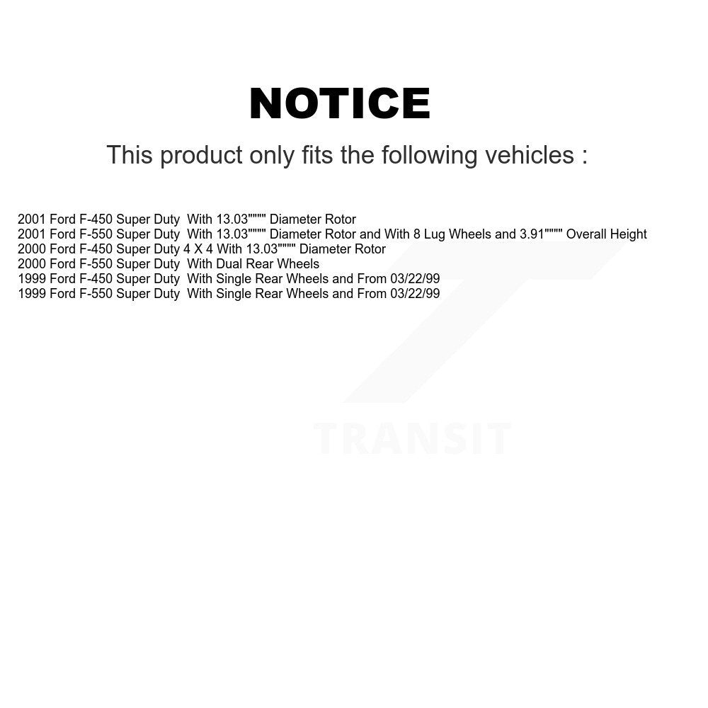 Brake Rotor And Semi-Metallic Pad Front Rear Kit For Ford F-450 Super Duty F-550
