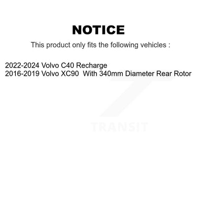 Disc Brake Rotor And Semi-Metallic Pad Rear Kit For Volvo XC90 XC40 Recharge C40