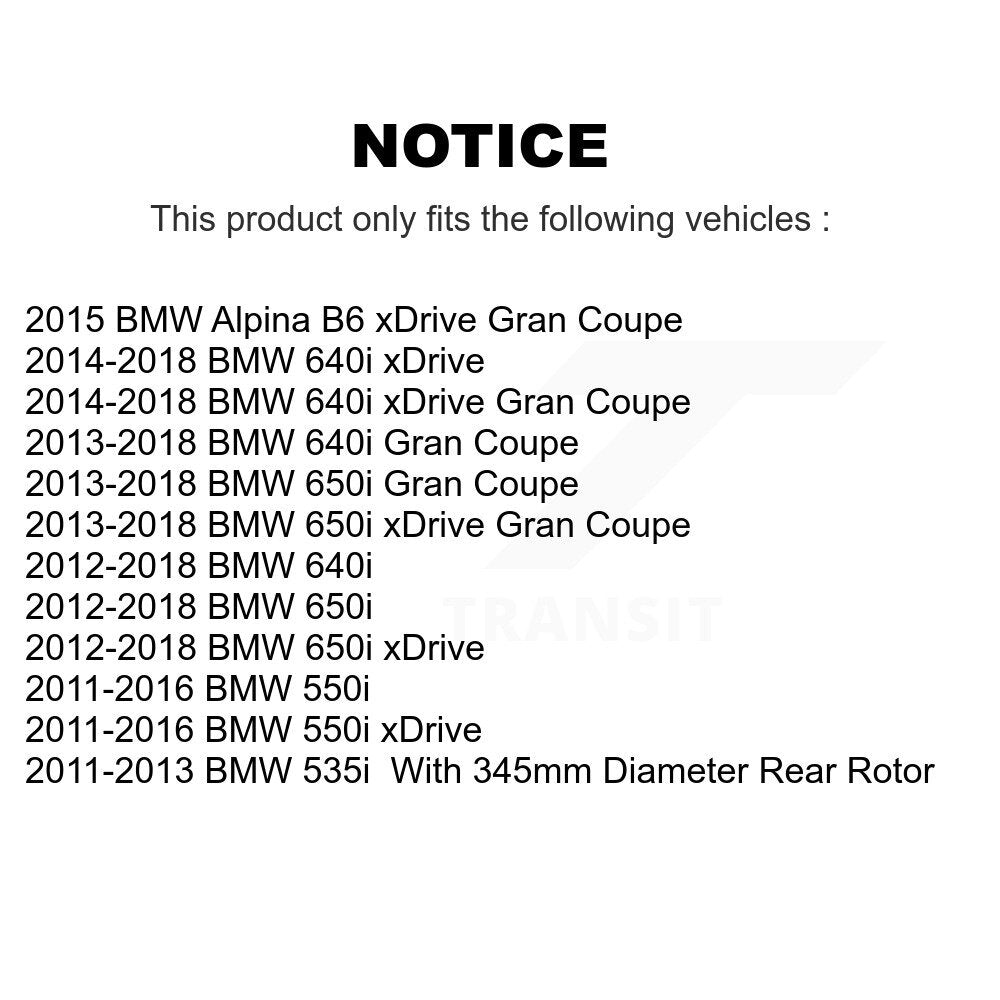 Brake Rotors Semi-Metallic Pad Rear Kit For BMW 550i xDrive 650i Gran Coupe 640i