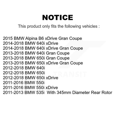 Brake Rotors Semi-Metallic Pad Rear Kit For BMW 550i xDrive 650i Gran Coupe 640i