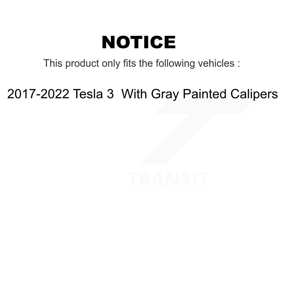 Brake Rotor & Semi-Metallic Pad Front Kit For Tesla 3 With Gray Painted Calipers