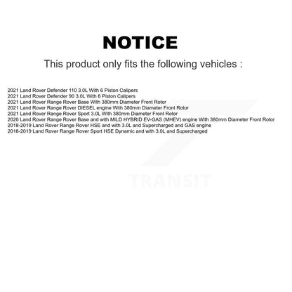 Disc Brake Rotors And Semi-Metallic Pads Front Kit For Land Rover Range Sport