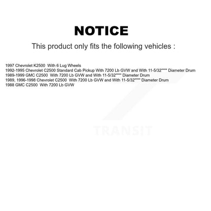 Brake Drum Shoes Rear Kit For C2500 Chevrolet GMC K2500
