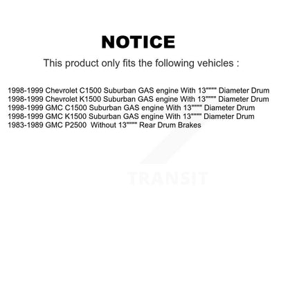 Brake Drum Shoes Rear Kit For K1500 Suburban Chevrolet GMC C1500 P2500