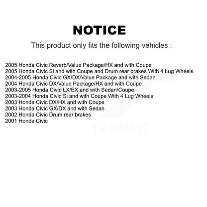 Brake Drum Shoes Rear Kit For Honda Civic