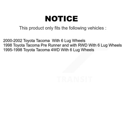 Brake Drum Shoe Spring And Cylinder Rear Kit For Toyota Tacoma With 6 Lug Wheels