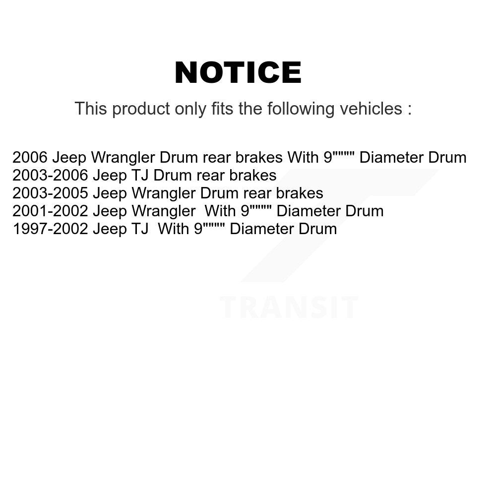 Brake Drum Shoes And Spring Rear Kit For Jeep Wrangler TJ