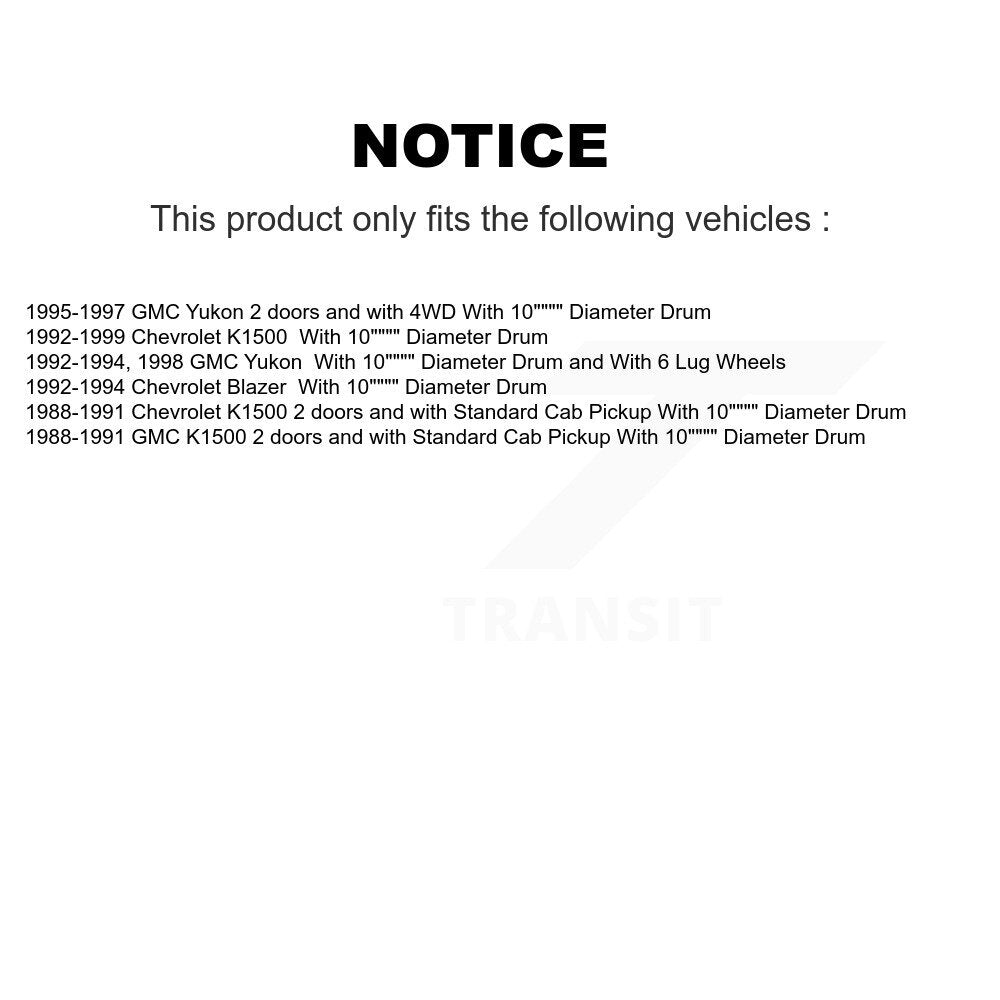 Brake Drum Shoes And Spring Rear Kit For K1500 Chevrolet GMC Yukon Blazer