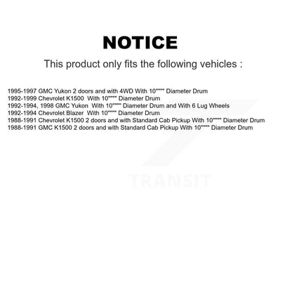 Brake Drum Shoes And Spring Rear Kit For K1500 Chevrolet GMC Yukon Blazer