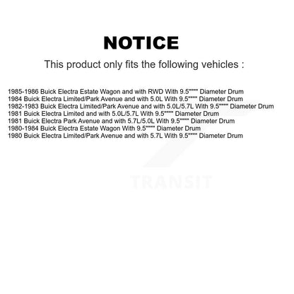 Brake Drum Shoes And Spring Rear Kit For Buick Electra With 9.5" Diameter