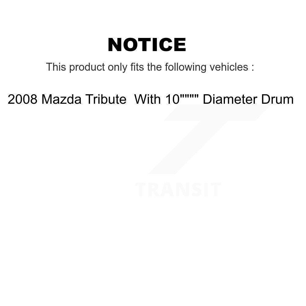Brake Drum Shoes & Spring Rear Kit For 2008 Mazda Tribute With 10" Diameter
