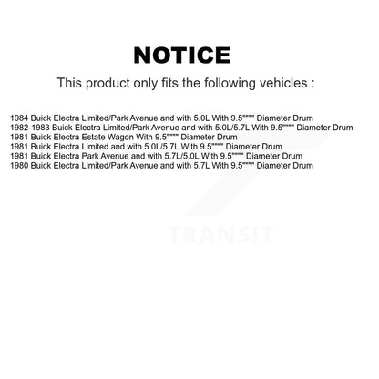 Brake Drum Shoes Spring And Cylinders Rear Kit For Buick Electra