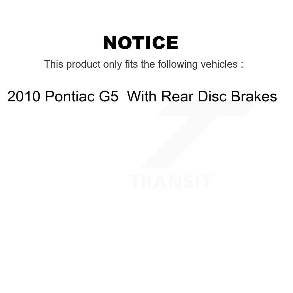 Brake Rotor And Semi-Metallic Pad Front Kit For Pontiac G5 With Rear Disc Brakes