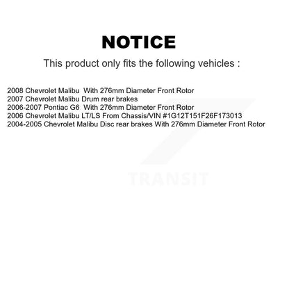 Disc Brake Rotor And Semi-Metallic Pad Front Kit For Chevrolet Malibu Pontiac G6