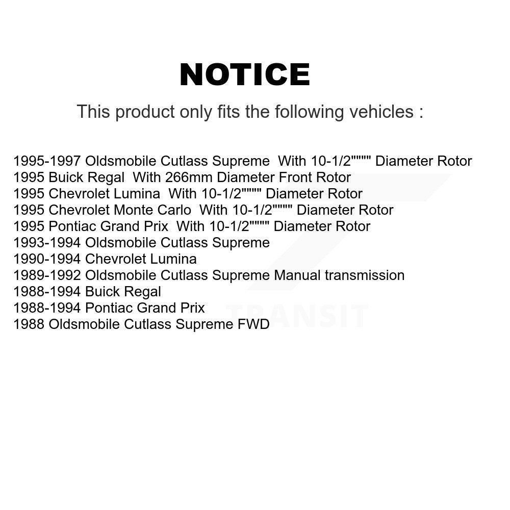 Brake Rotor And Semi-Metallic Pad Front Kit For Oldsmobile Cutlass Supreme Buick
