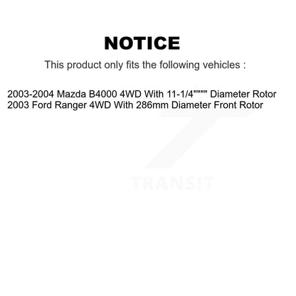 Disc Brake Rotor And Semi-Metallic Pad Front Kit For Ford Ranger Mazda B4000 4WD